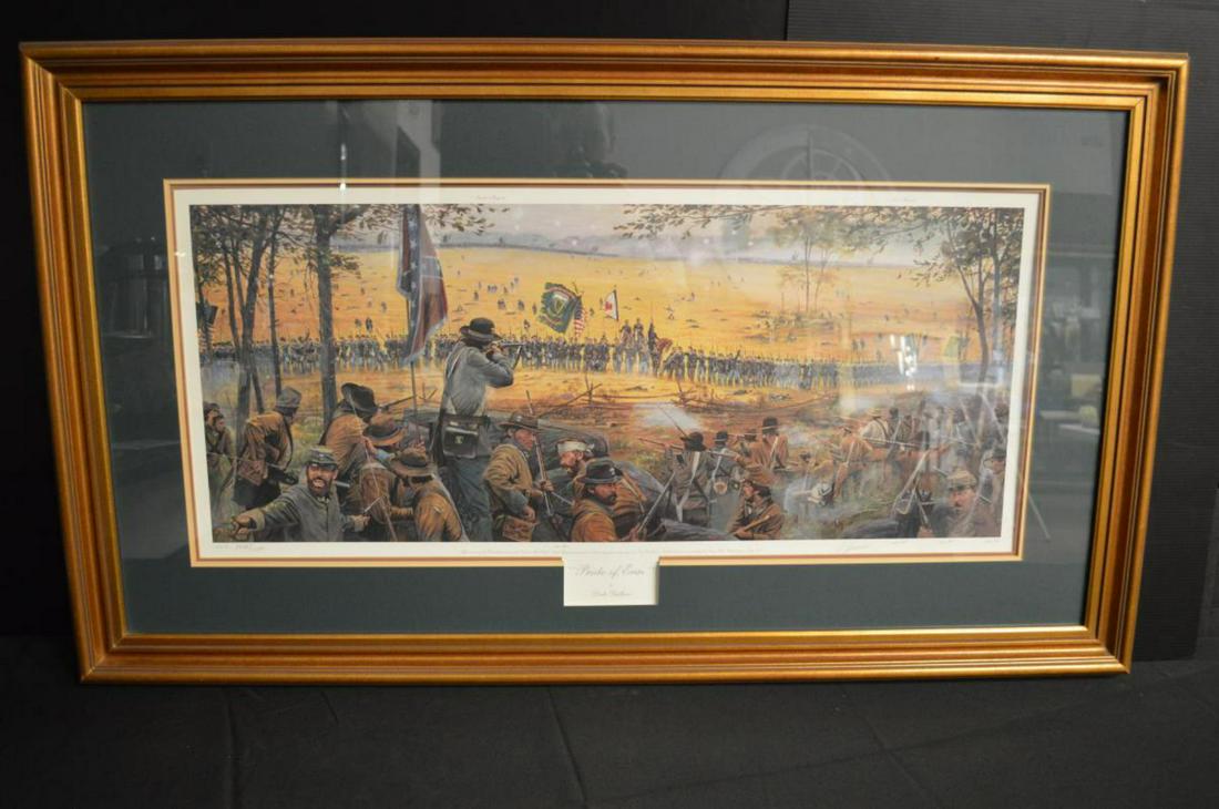 Pride Of Erin By Dale Gallon.: Pride Of Erin By Dale Gallon. Measures 45"x26". After crossing the wheatfield under fire Colonel Pat Kelly's Irish Brigade prepares to deliver their first valley against Joe Hershaw's South Carolinian