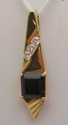 Green Tourmaline & Diamond Pendant
