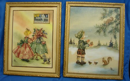 Vintage Child's Pictures made w/stamps
