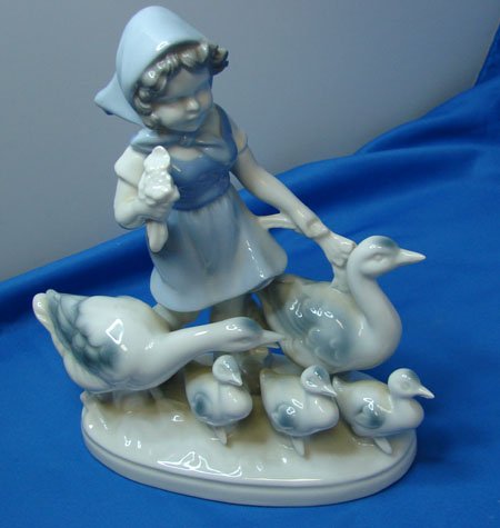 Porcelain Girl w/Geese West Germany