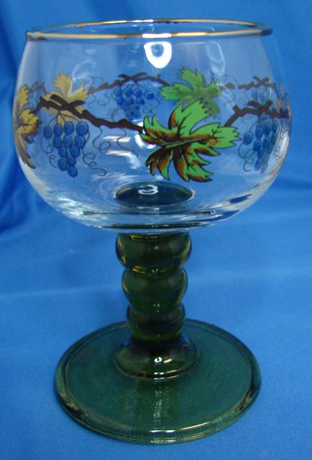 6 Austrian Handpainted Wine Glasses
