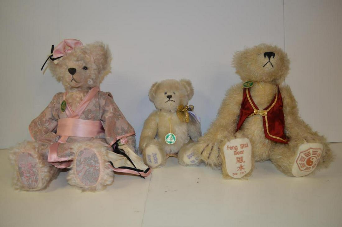 Lot Of Hermann Bears: Lot Of Hermann Bears. Total of three in the lot. Consists of Zodiac Bear Scorpio. Made of Mohair. No 82 of a limited edition of 250 pieces. Feng Shui Bear. Made of Mohair and stuffed with excelsior wi