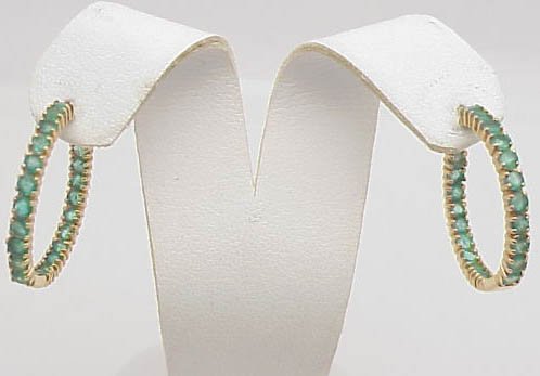 14k emerald inside & out hoop ears