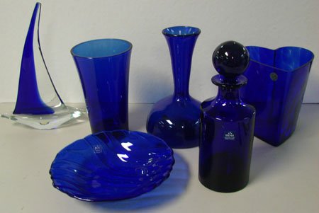 6 pcs. Cobalt incl. Art Glass Sailboat