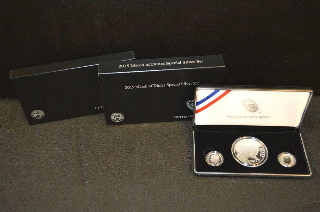 2015 March of Dimes Special Silver Set: 2015 March of Dimes Special Silver 3 Piece FDR/Jonas Salk Proof Set