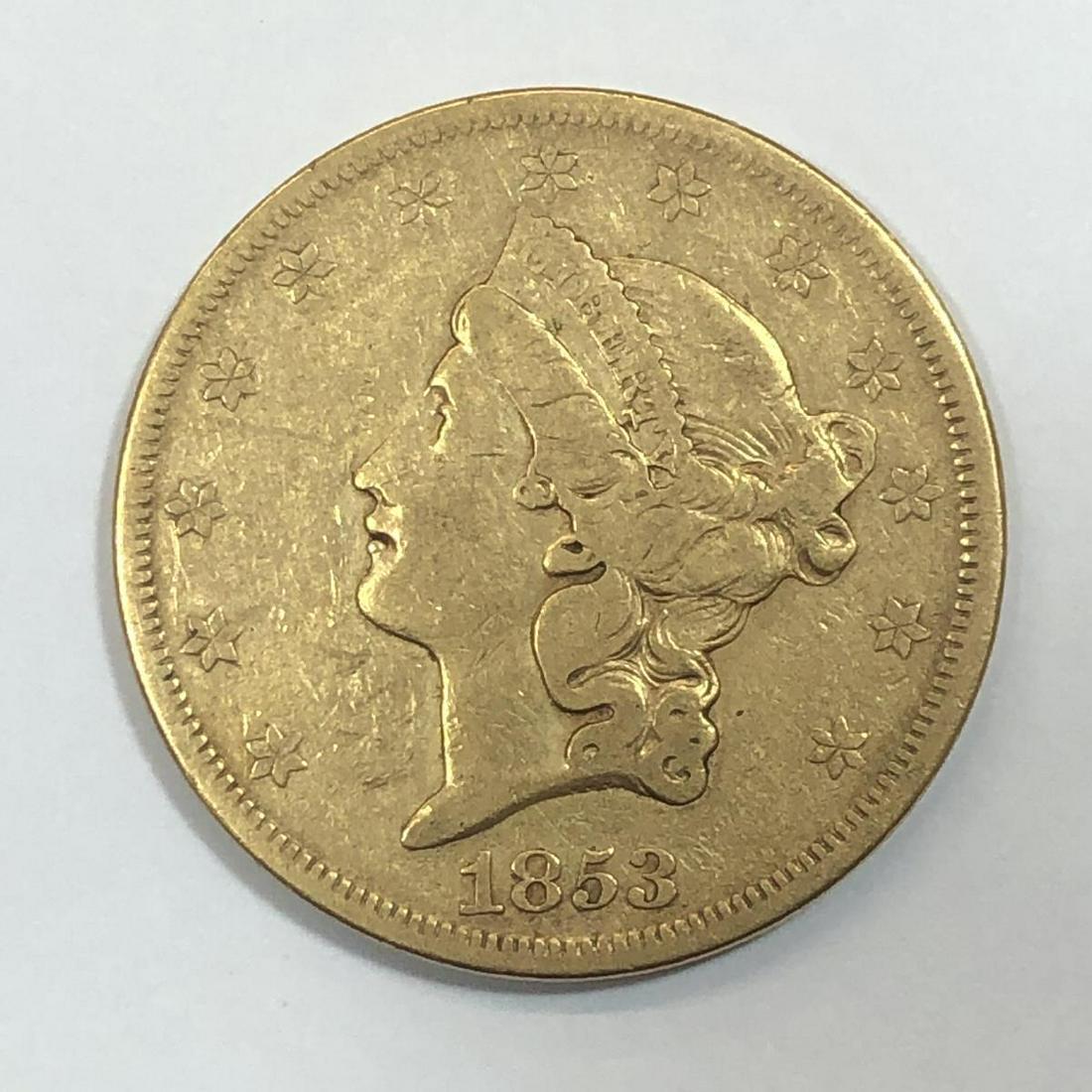 1853 $20 Liberty Gold VF Early Date Pre- Civil War (1 of 2)