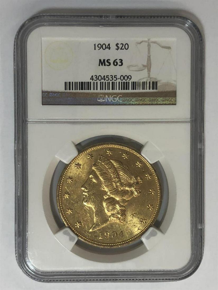 1904 $20.00 Liberty Gold Coin NGC MS63 Nice (1 of 2)