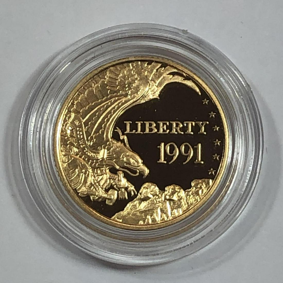 1991 $5 Mt. Rushmore Proof Gold Coin (1 of 2)