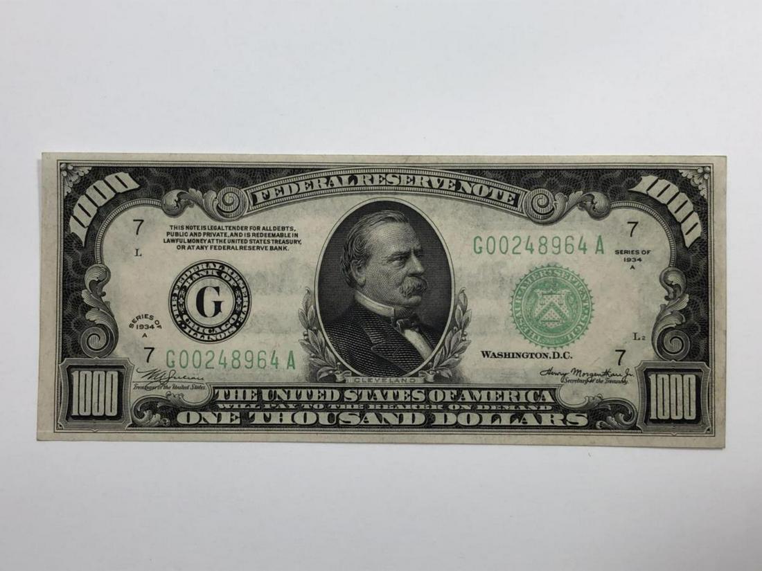 1934-A $1000 Federal Reserve Note CU Crisp Unc (1 of 4)