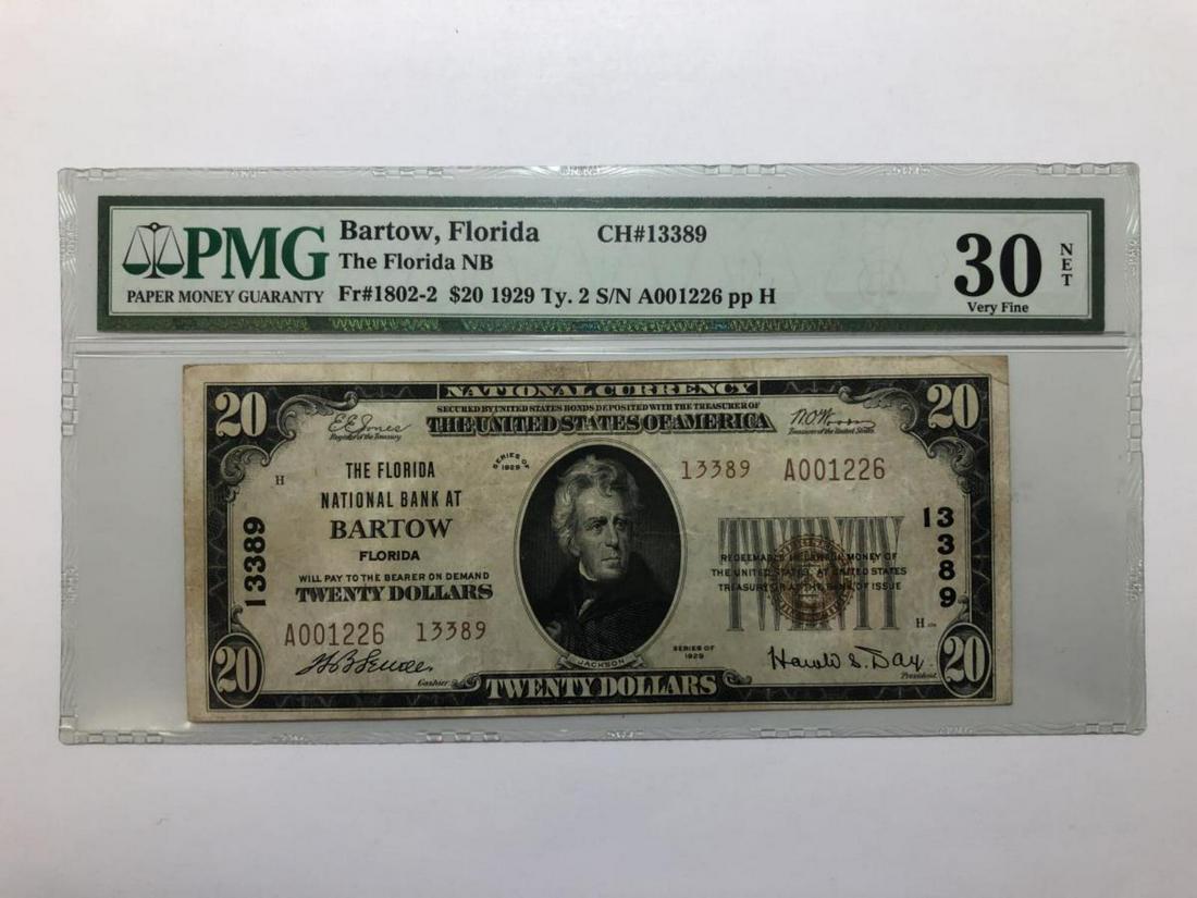 1929 $20 Florida NB Bartow CH# 13389 PMG VF30 (1 of 6)