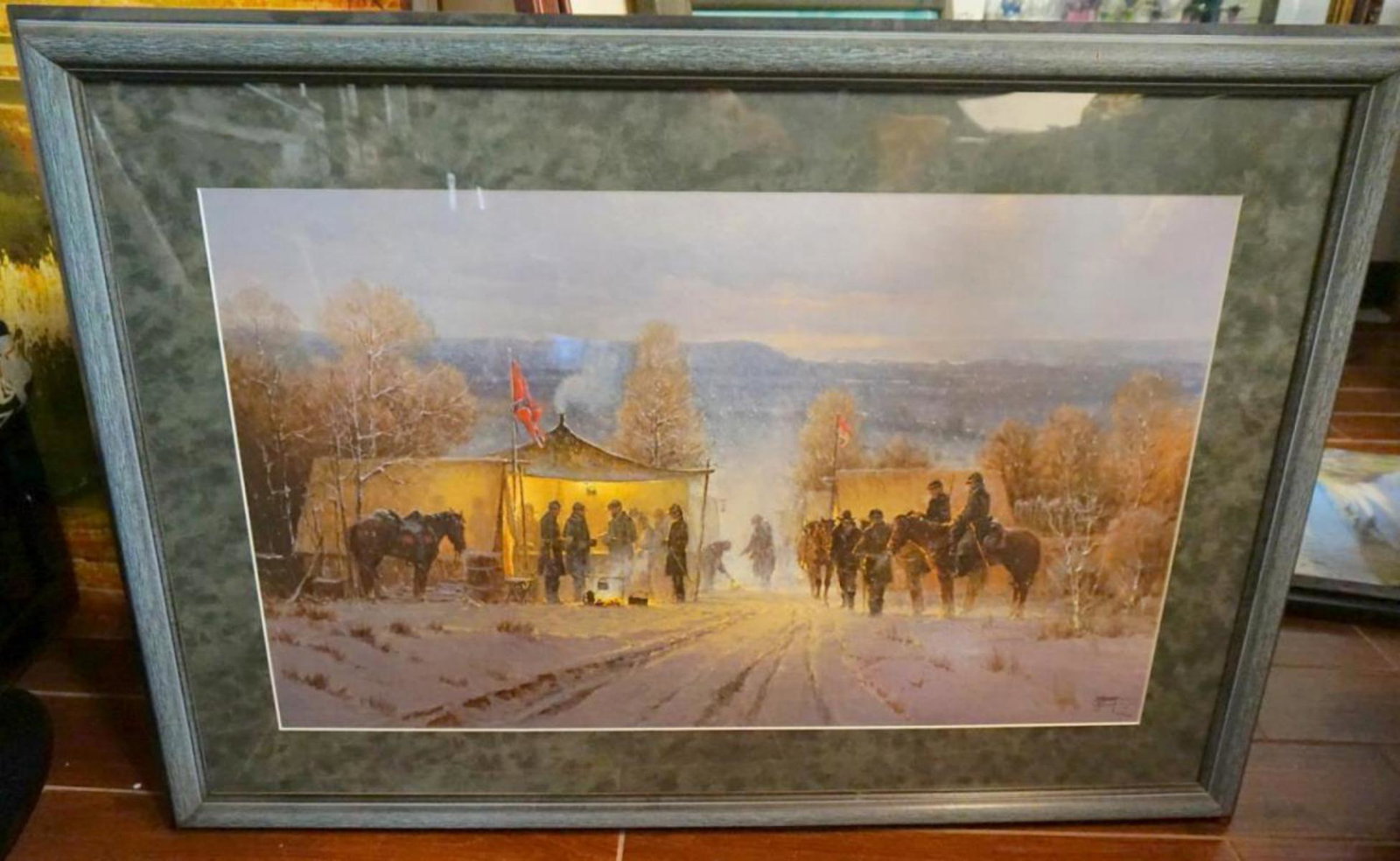 "Decisions At Dawn" G. Harvey: "Decisions At Dawn" G. Harvey, 1993, Civil War scene, #1378 of 1950, COA, Frame 42 1/2" Long X 39 1/2" High,