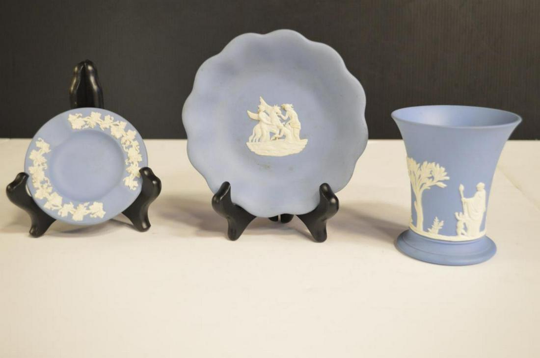 3pc Wedgewood made in England Blue Jasperware: 3pc Wedgewood made in England Blue Jasper Ware,