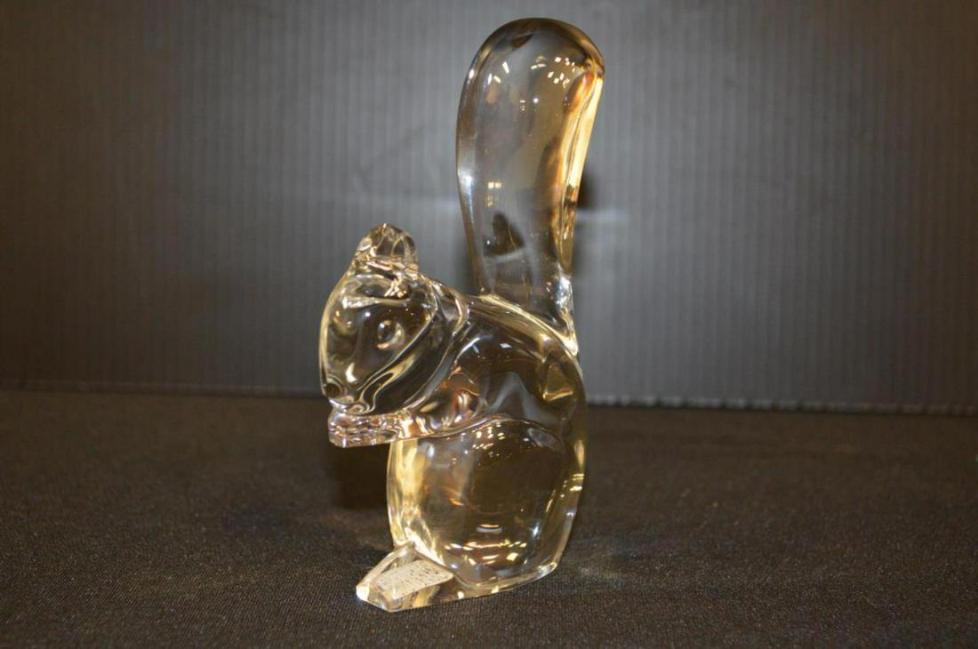 Baccarat Clear Crystal Squirrel Paperweight: Baccarat Clear Crystal Squirrel Paperweight Figurine. This wonderful stylized squirrel is acid etched on the underside with the iconic Baccarat France round logo. 4 1/2" tall. Excellent condition, fre
