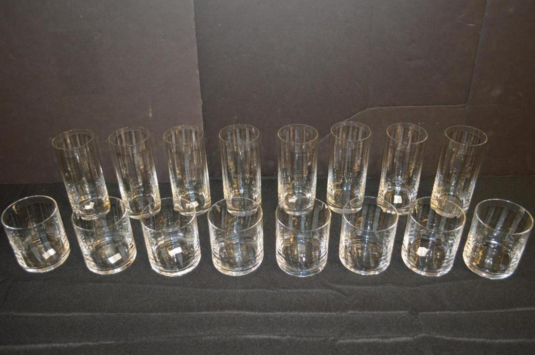 Set of Bavarian Glasses: Set of Bavarian Glasses. Eight low balls, 3 3/4"h. and eight high balls, 6"h., all with "Bavaria" acid stamp.