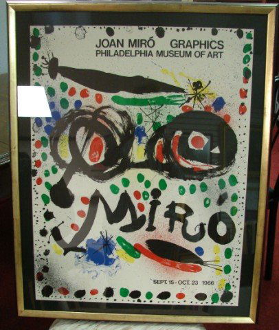 Framed Miro Poster Philadelphia Museum of Art: Framed Joan Miro Poster - Graphics Philadelphia Museum of Art, Sept. 15 - Oct. 23, 1966