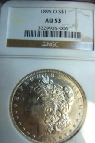 1895-O Morgan Silver Dollar NGC AU 53: 1895-O Morgan Silver Dollar NGC AU 53