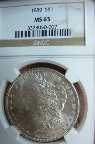 1889 Morgan Silver Dollar NGC MS 63: 1889 Morgan Silver Dollar NGC MS 63