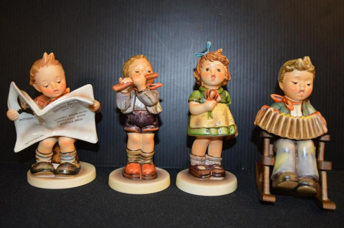Lot of 4 Hummel Goebel Figurines in Boxes: Lot of 4 Hummel Goebel Figurines in Boxes. Includes-- Morning Concert 1984 special edition #11, 447 TMK-6, 5" tall. The Surprise 1981 special edition #12 431 TMK-6, 5.5" tall. Practice Makes Perfect #
