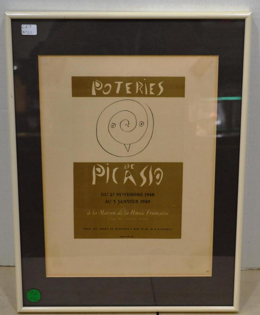 Poteries De Picasso Lithograph: Poteries De Picasso Lithograph, Printed by Mourlot for Art in Posters by Sauret after the original poster. Frame size 12.25" x 16.25".