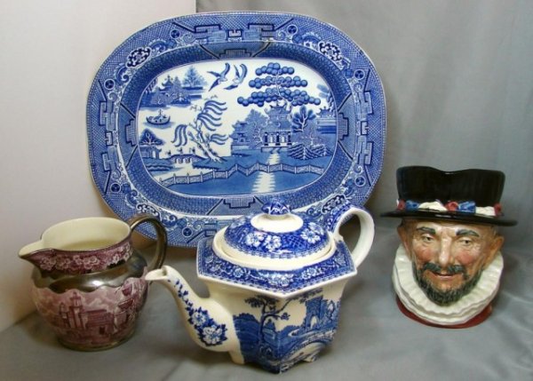 Blue Willow Platter, Royal Doulton Toby, Stadler