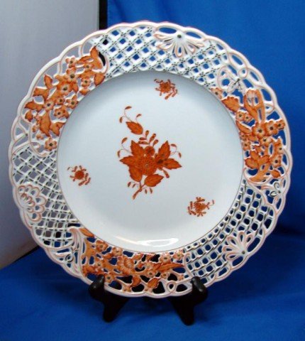 Herend Decorative Plate Chinese Bouquet Rust