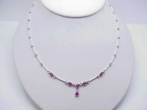 Lady's 14kwg ruby/diamond necklace