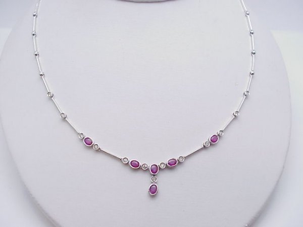 Lady's 14kwg ruby/diamond necklace - 2
