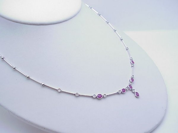 Lady's 14kwg ruby/diamond necklace - 3