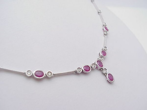 Lady's 14kwg ruby/diamond necklace - 4