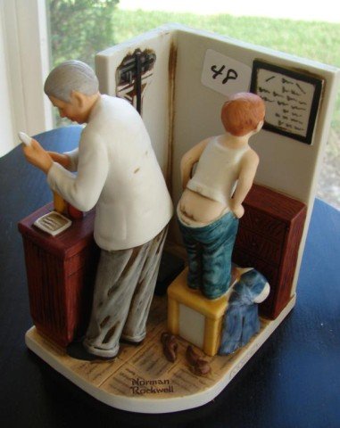 Norman Rockwell Figurine "At The Doctor's Office": Norman Rockwell Figurine "At The Doctor's Office," from the Saturday Evening Post, no chips or cracks.
