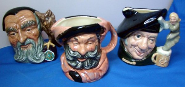 3 Royal Doulton Toby Character Jugs 4": 3 Royal Doulton Toby Character Jugs 4" tall: Merlin, Tam O'Shanter and Falstaff; no chips or cracks.