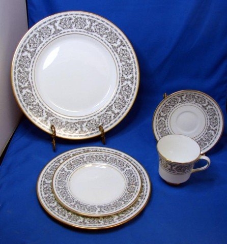 Johnson Bros. Service for 8 Medici - Black: Johnson Bros. Service for 8 Medici - Black, 8 each dinner plates, salad plates, bread & butter plates & cups and saucers. No chips or scratches or utensil marks.