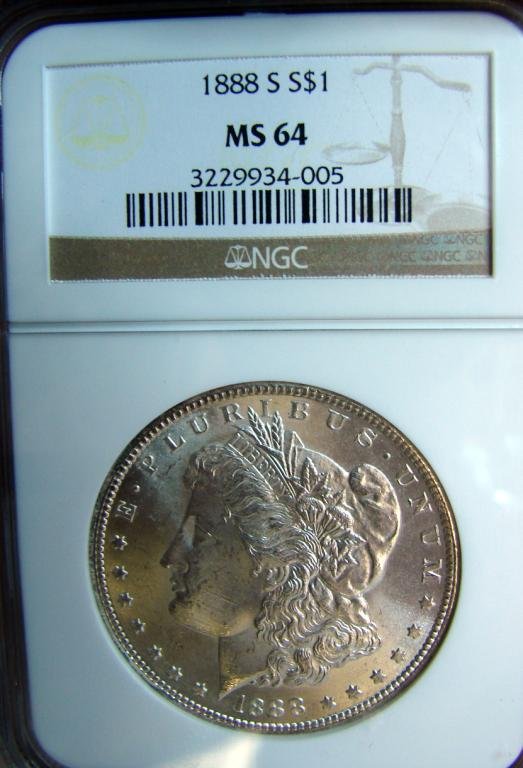 1888-S Morgan Silver Dollar NGC MS 64