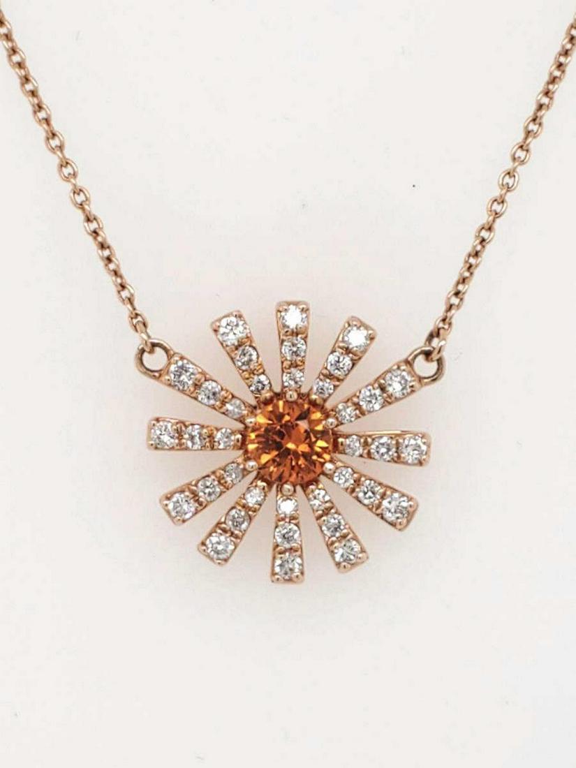 14kt rose gold sapphire and diamond flower pendant (1 of 3)