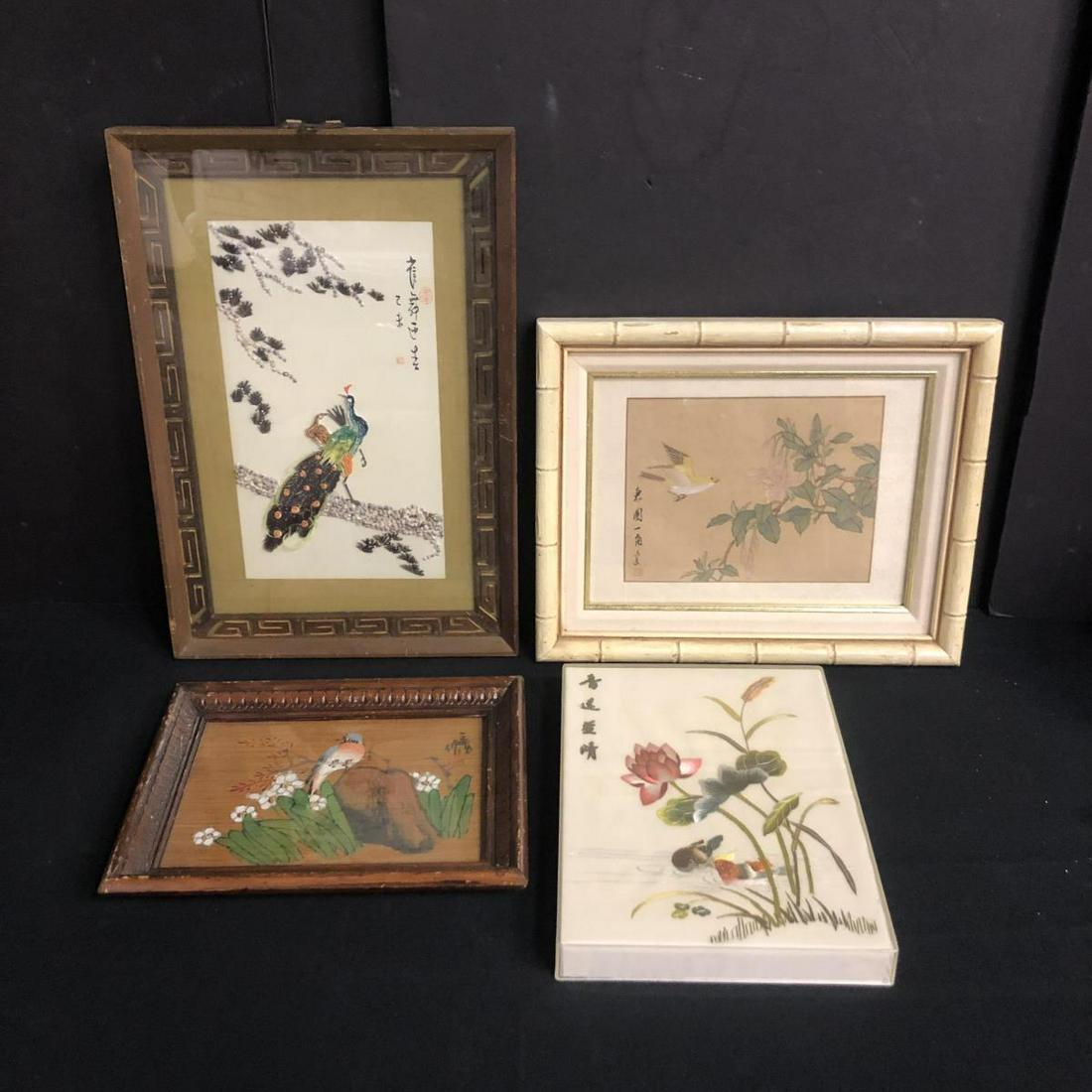 Lot of 4 Original Small Asian Bird Motif Artworks (1 of 13)