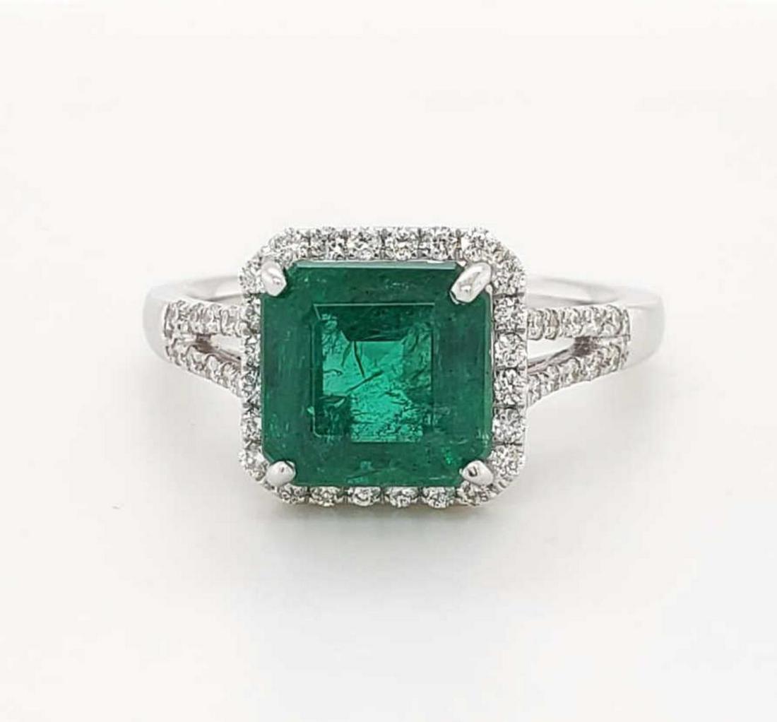 Platinum emerald and diamond ring (1 of 7)