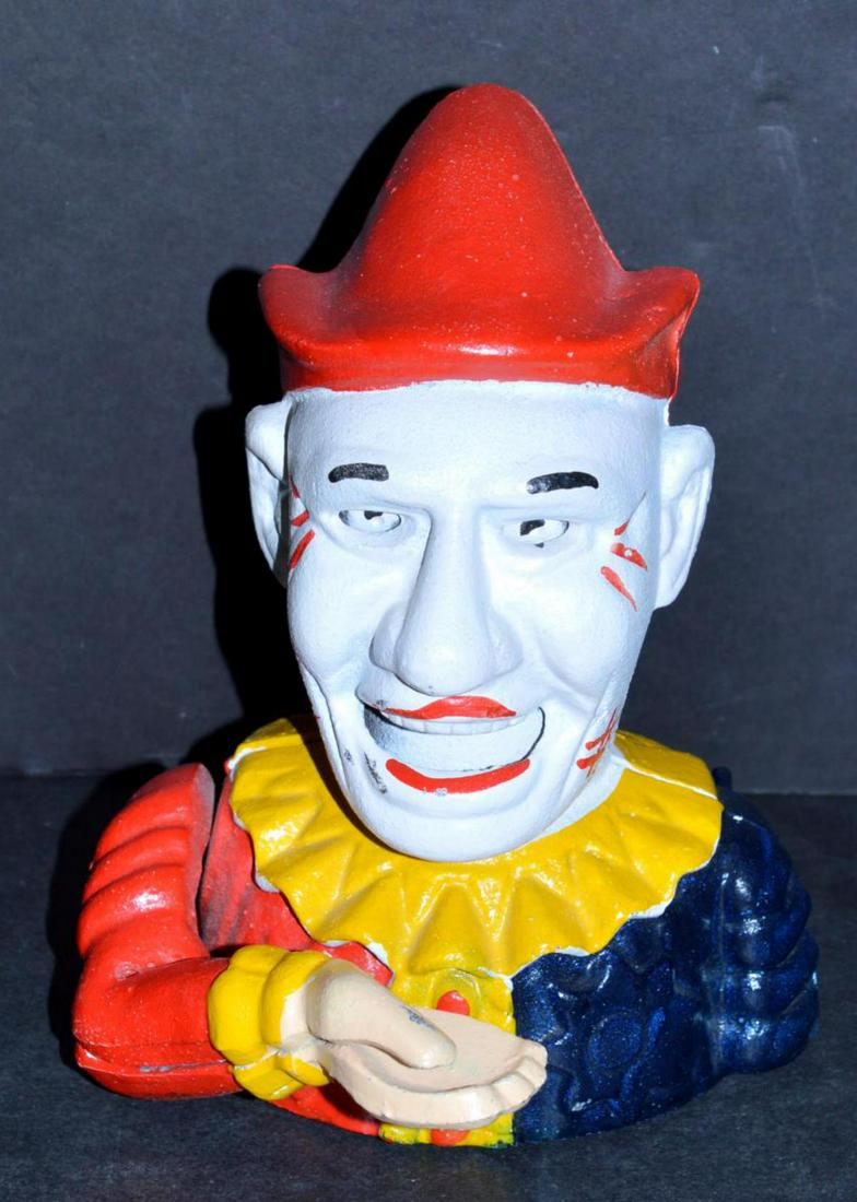 Reproduction Mechanical Cast Iron Jester Bank (1 of 5)