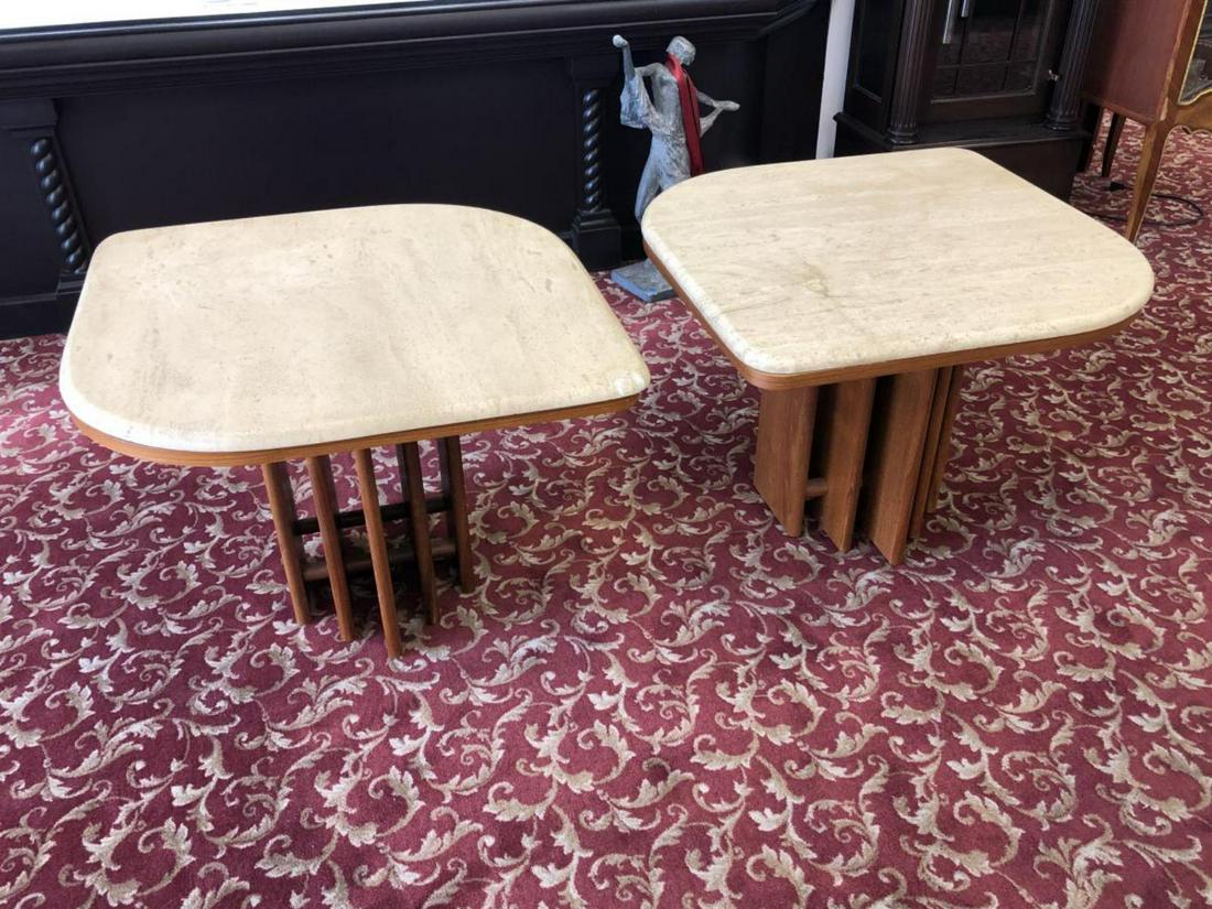 Mid Century Stone Top Coffee Table Ends (1 of 9)