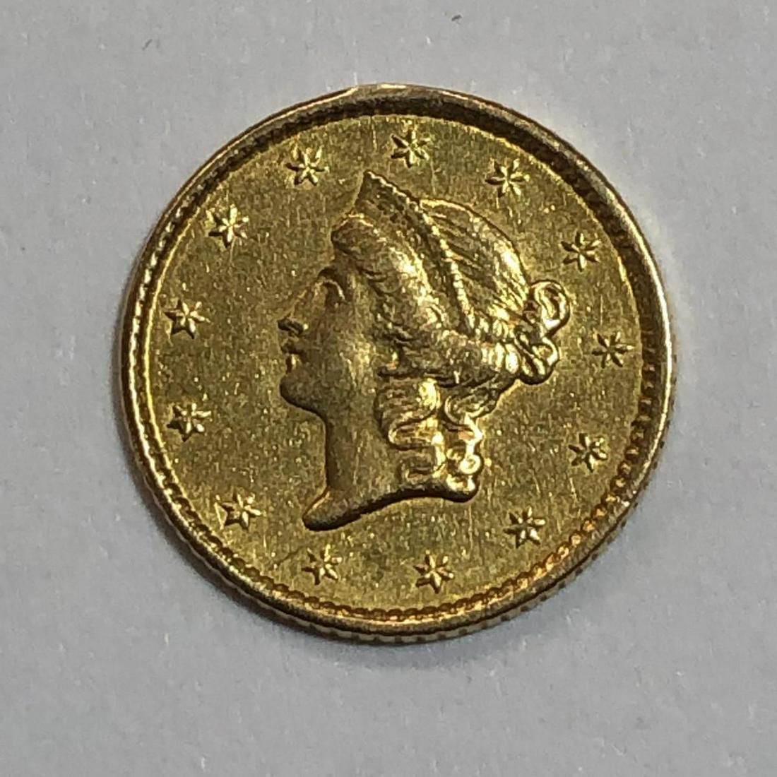 1852 $1 Liberty Gold Dollar Extra Fine XF polished (1 of 2)