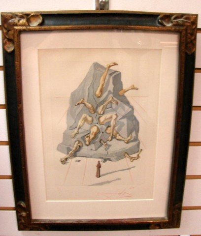 Salvador Dali Divine Comedy Signed Lithograph: Salvador Dali Divine Comedy Dante Alighieri Signed Lithograph, 16 of 150, framed under glass, 14" x 19", certificate on back authenticating signature.