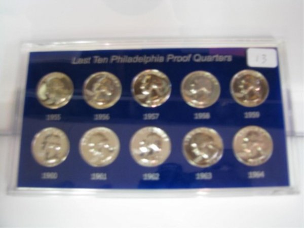 1955-1964 Proof Silver Quarter Set in Holder: 1955-1964 Proof Silver Quarter Set in Holder
