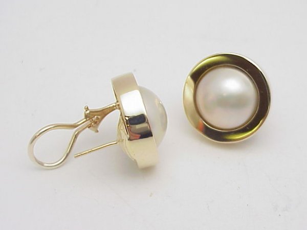 14kyg mabe pearl earrings with omega back