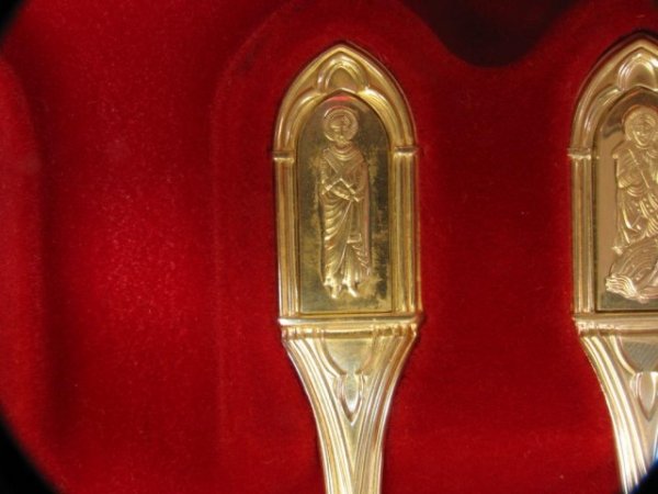 Collection of Sterling Silver Apostle Spoons: Franklin Mint Collection of Sterling Silver Apostle Spoons