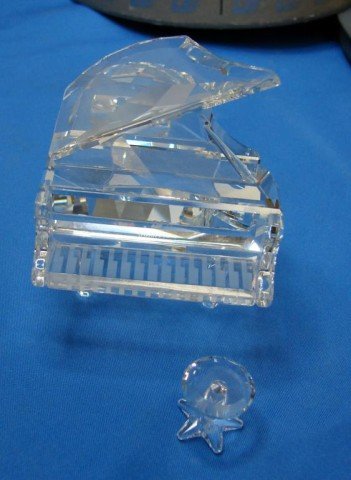 Swarovski Piano with Stool: Swarovski Piano with Stool, 2 3/4" x 2 1/2", no chips or cracks, original box and packing.