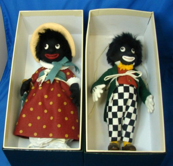 R. John Wright Miss Golli & Golliwogg Doll NIB: R. John Wright Miss Golli Doll and Golliwogg doll, both 10" tall NIB