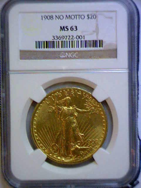 1908 St.Gaudens $20 NGC MS63: 1908 St.Gaudens $20 NGC MS63