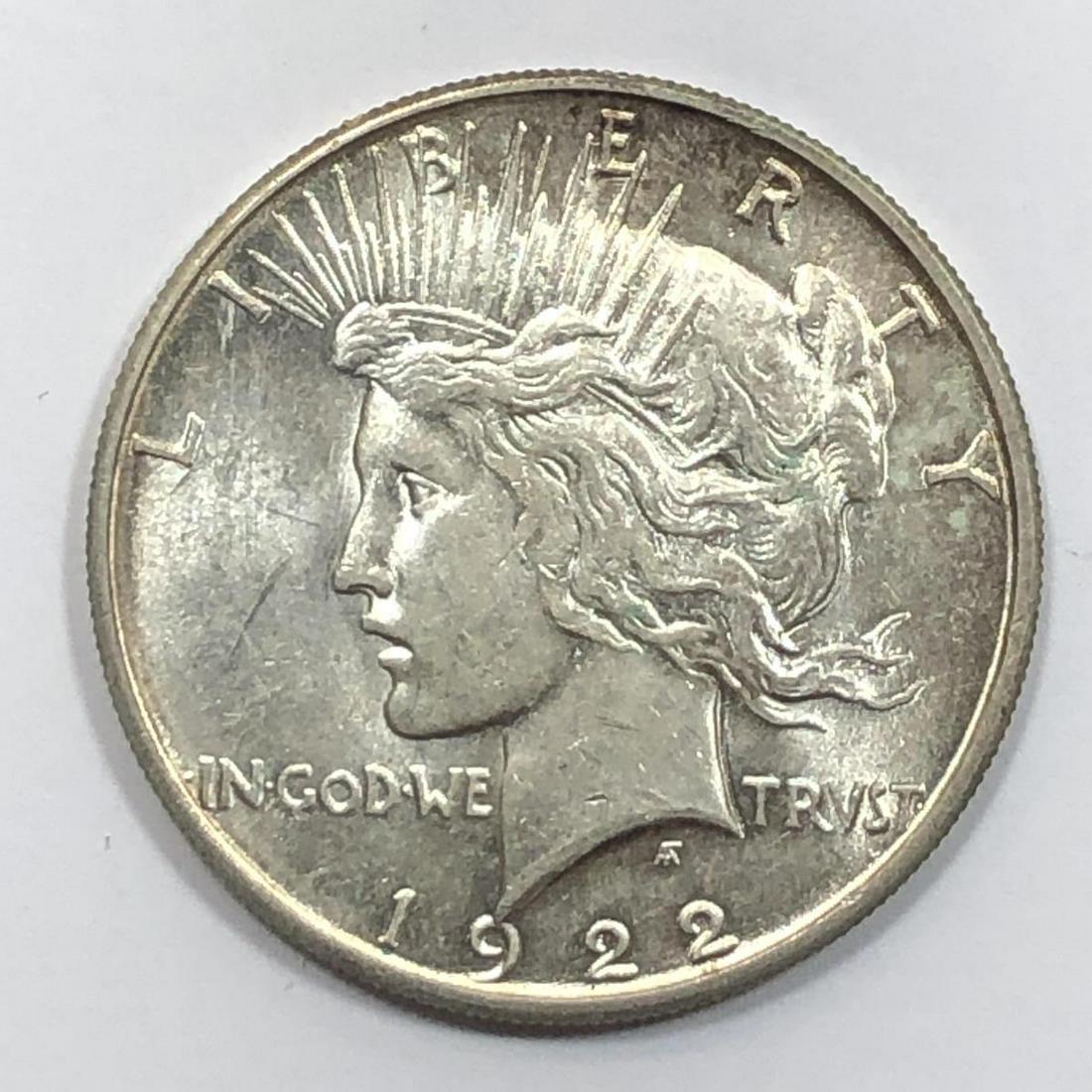 1922-S Peace Silver $1 Dollar Uncirculated BU (1 of 2)