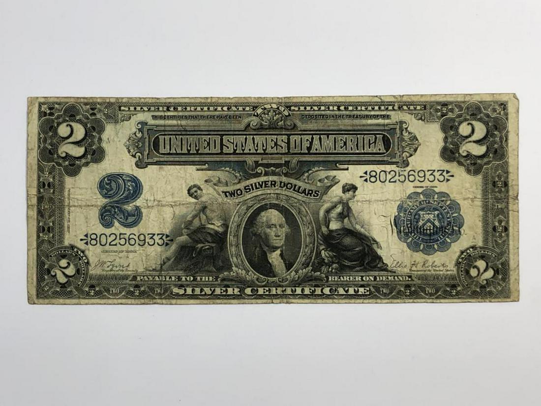 1899 $2 Silver Certificate Large Size Very Good VG (1 of 2)