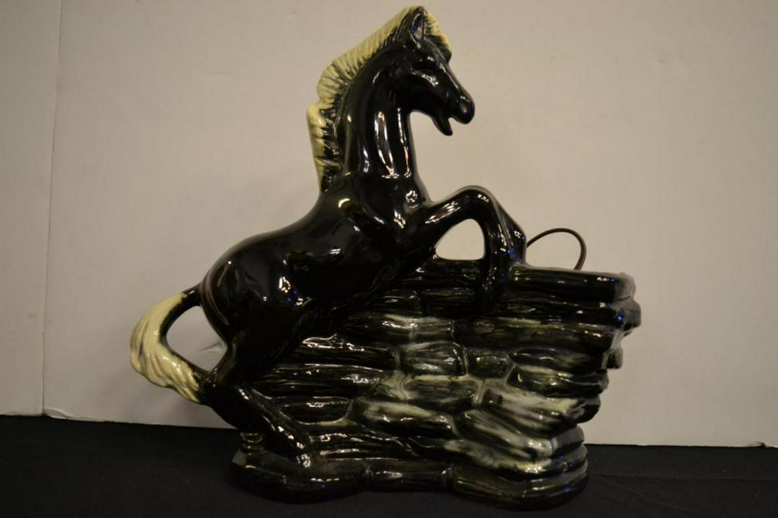 Mid Century Rearing Horse Ceramic TV Lamp: Mid Century Rearing Horse Ceramic TV Lamp. TV Lamps are a particularly iconic type of vintage home decor from the 1950's & 60's, these lamps were designed to sit on top of the television & shine again