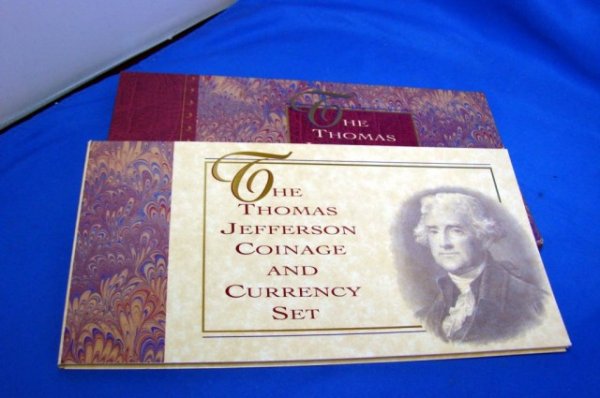 Thomas Jefferson Coinage & Currency Set in Folder: Thomas Jefferson Coinage & Currency Set in Folder